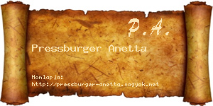 Pressburger Anetta névjegykártya